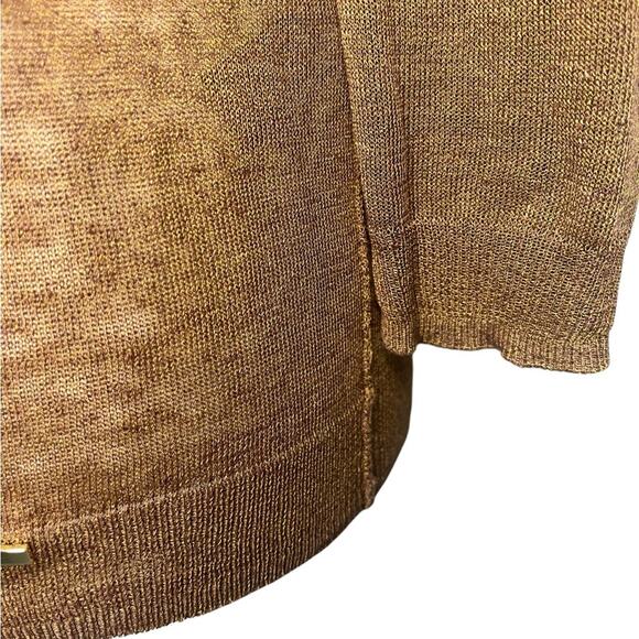 RACHEL ROY Linen Rust Brown & Silver 3/4 Sleeve Cardigan Sweater Women's Size S - Picture 6 of 10